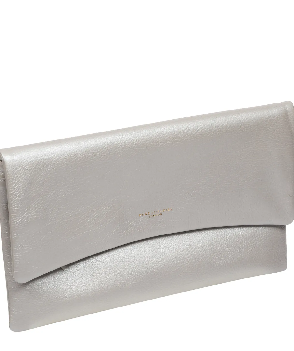 Amelia' Metallic Silver Leather Clutch Bag