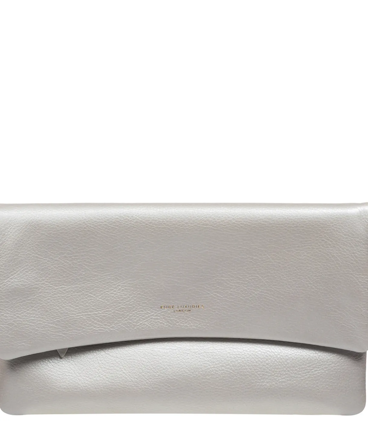 Amelia' Metallic Silver Leather Clutch Bag