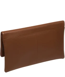 Amelia' Tan Leather Clutch Bag