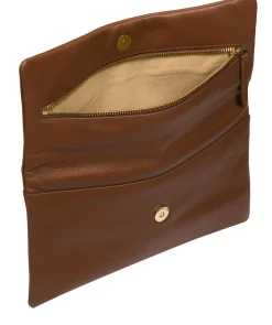Amelia' Tan Leather Clutch Bag