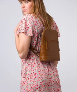 Amora' Dark Tan Leather Backpack