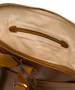 Amora' Dark Tan Leather Backpack