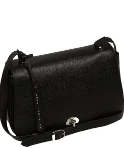 Annalise' Black Leather Cross Body Bag