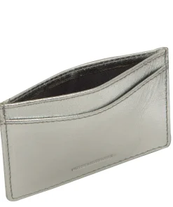 Anna' Metallic Silver Leather Card Holder