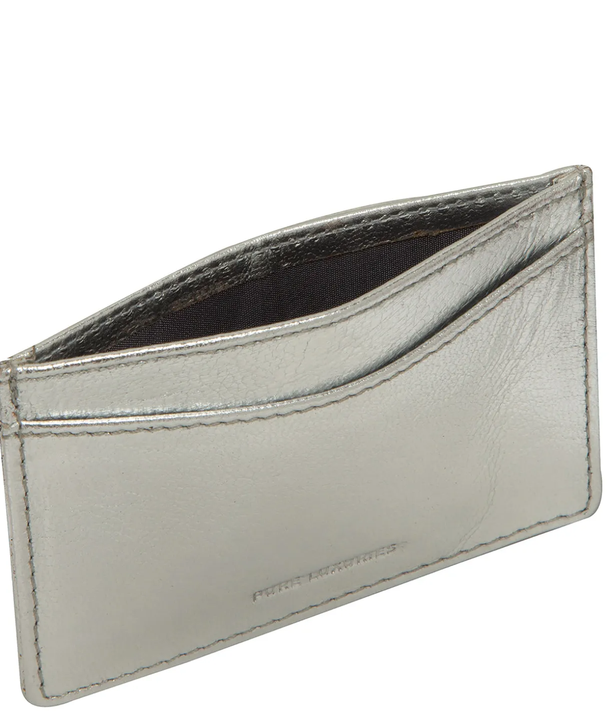 Anna' Metallic Silver Leather Card Holder