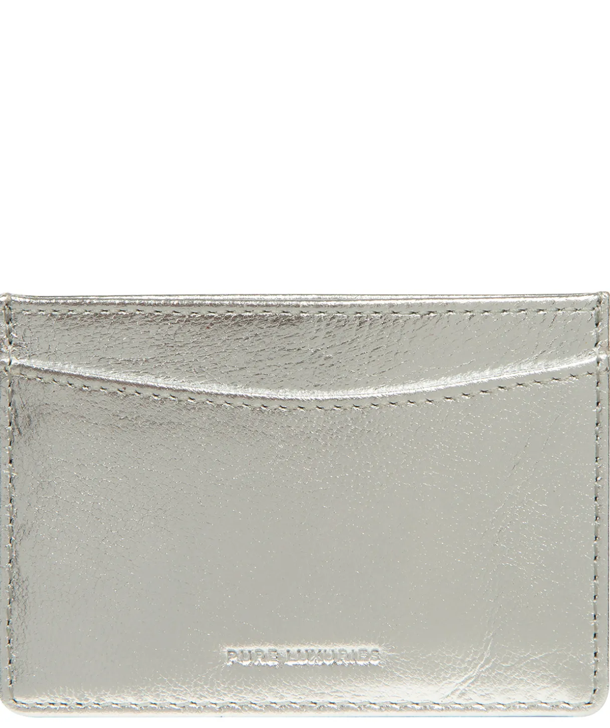 Anna' Metallic Silver Leather Card Holder