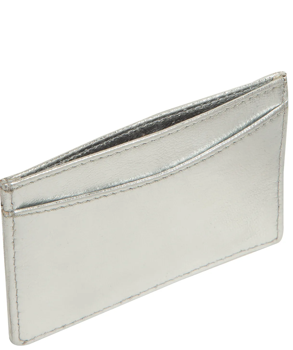 Anna' Metallic Silver Leather Card Holder