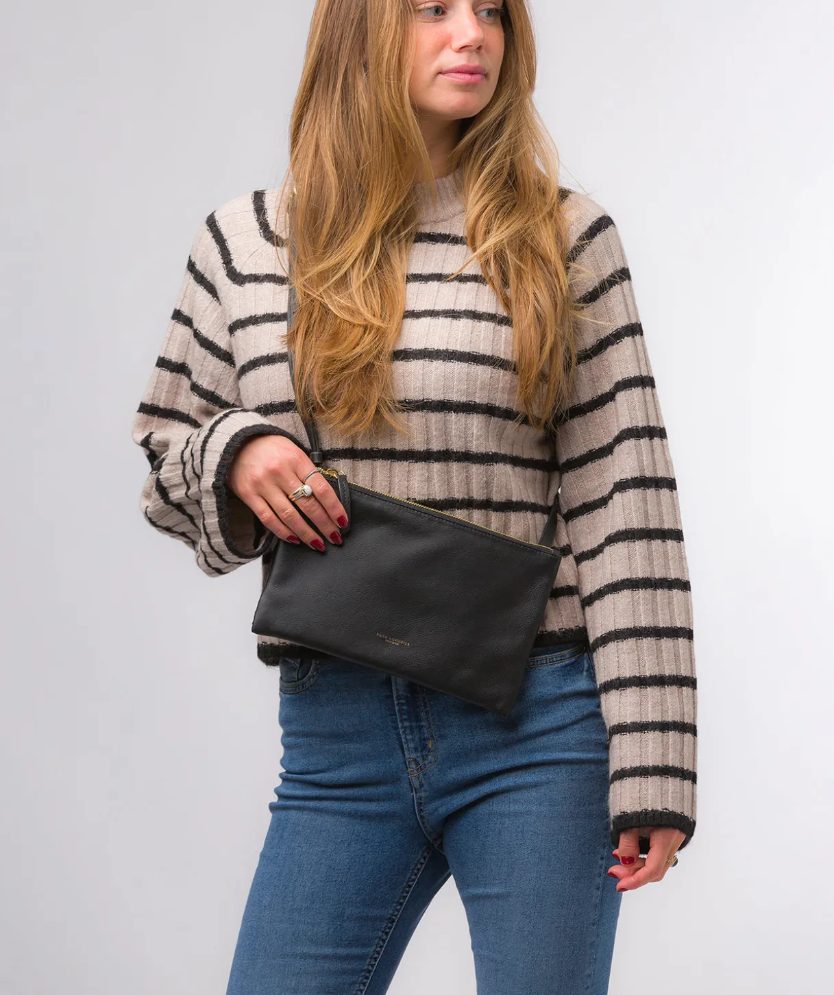Anya' Black Nappa Leather Cross Body Evening Bag