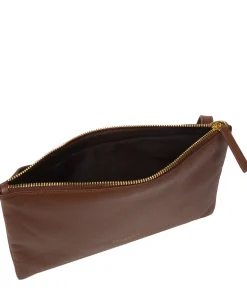 Anya' Dark Tan Nappa Leather Cross Body Evening Bag