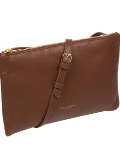Anya' Dark Tan Nappa Leather Cross Body Evening Bag