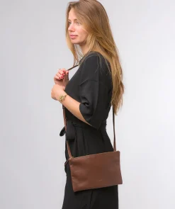 Anya' Dark Tan Nappa Leather Cross Body Evening Bag