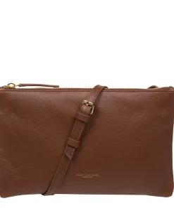 Anya' Dark Tan Nappa Leather Cross Body Evening Bag