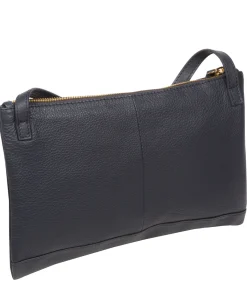 Anya' Navy Nappa Leather Cross Body Evening Bag
