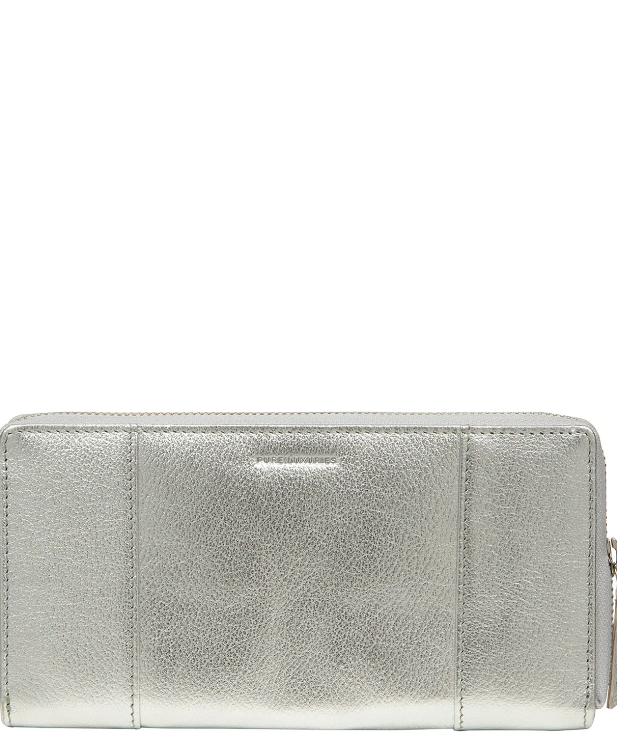 April' Metallic Silver Leather Purse