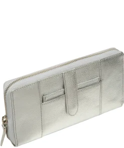April' Metallic Silver Leather Purse