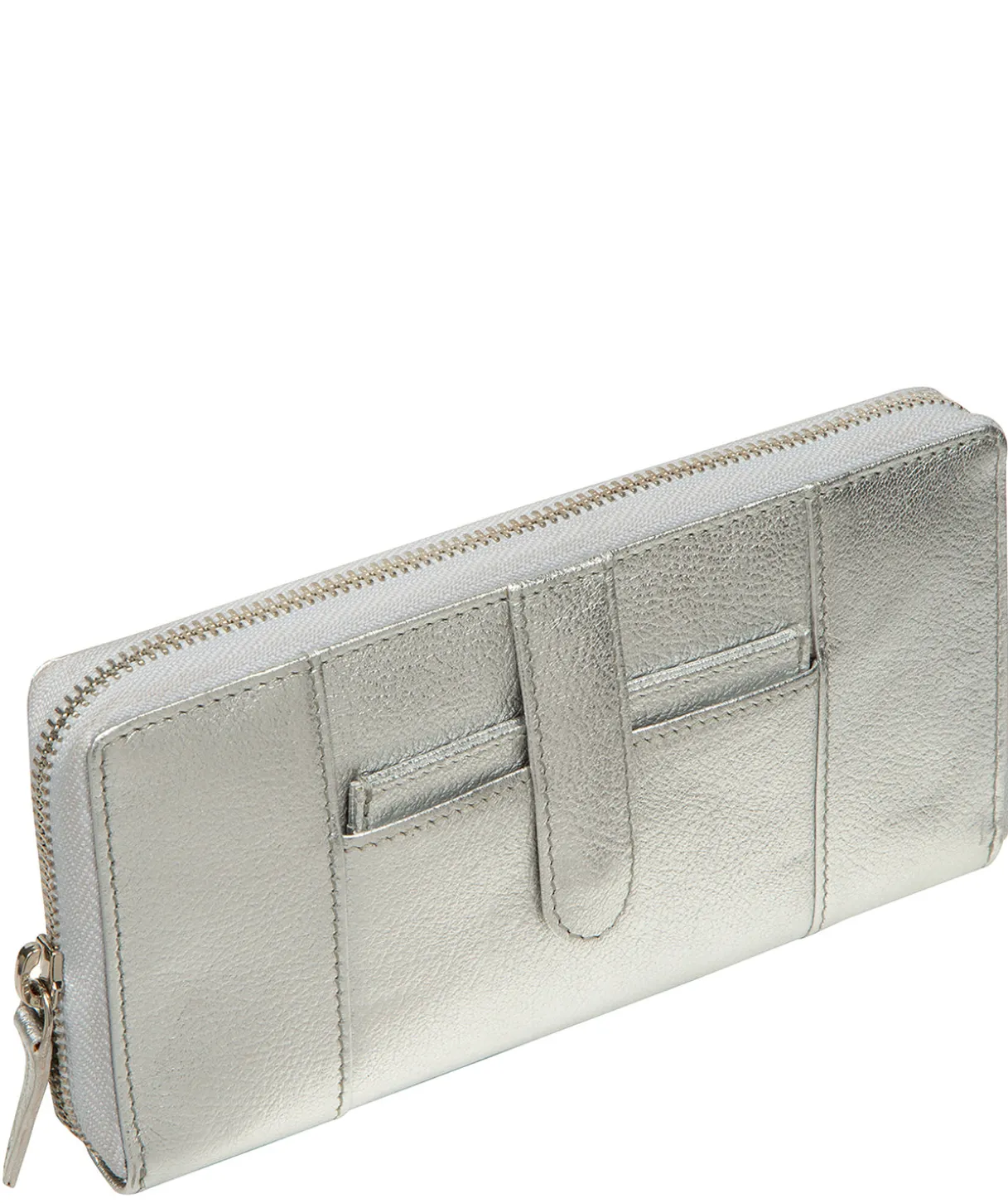 April' Metallic Silver Leather Purse