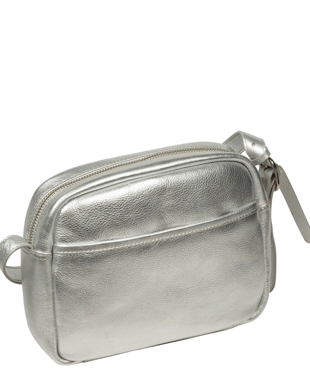 Ariella' Metallic Silver Leather Cross Body Bag
