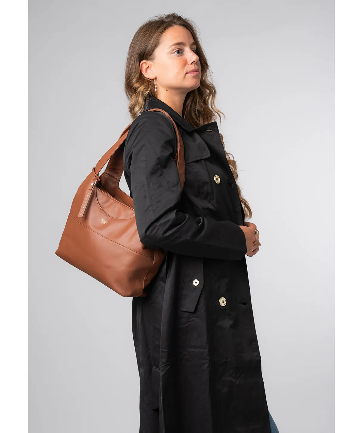 Ariel' Oak Leather Shoulder Bag