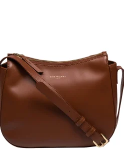 Ashley' Caramel Leather Cross Body Bag