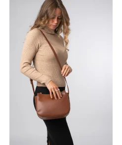 Ashley' Caramel Leather Cross Body Bag