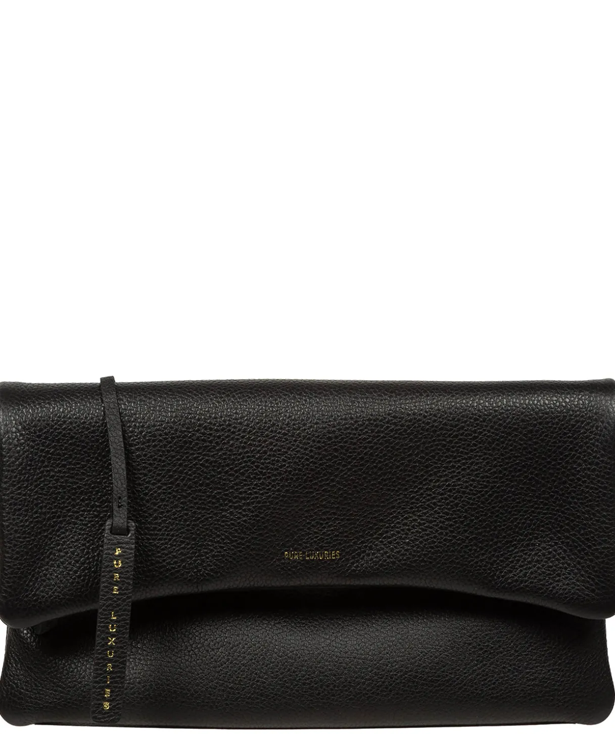 Audrina' Black Leather Clutch Bag