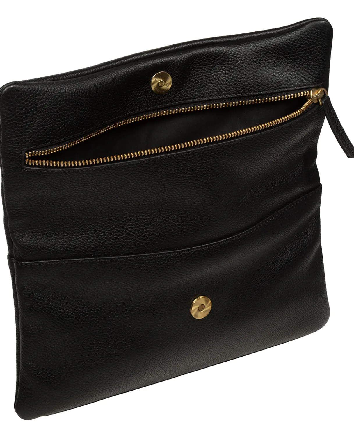 Audrina' Black Leather Clutch Bag