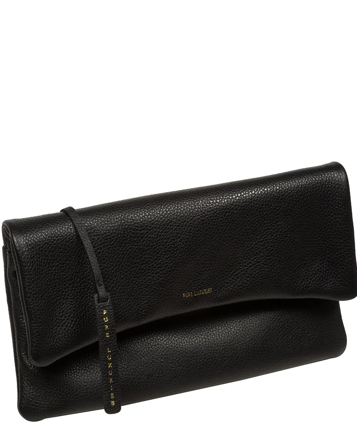 Audrina' Black Leather Clutch Bag