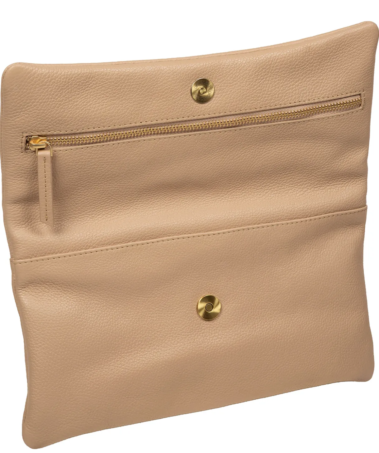 Audrina' Latte Leather Clutch Bag