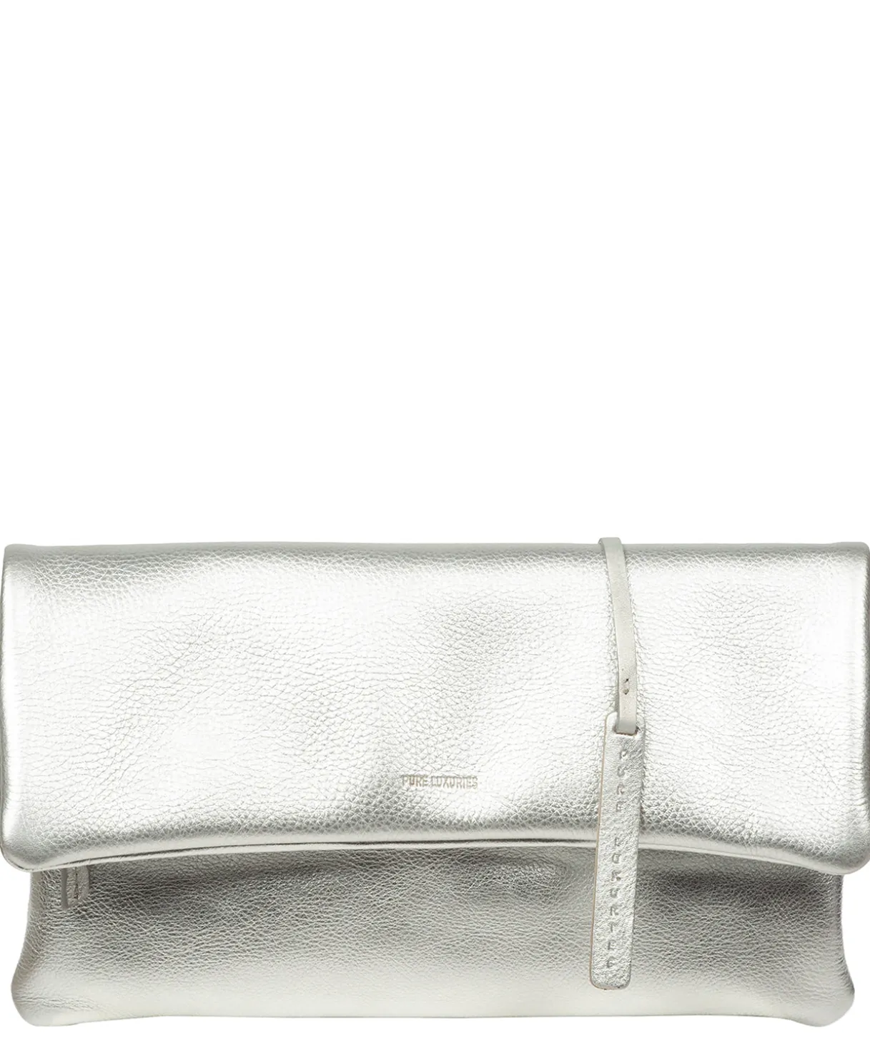 Audrina' Metallic Silver Leather Clutch Bag