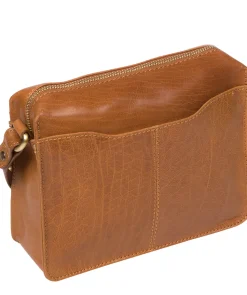 Aurora' Dark Tan Leather Cross Body Bag