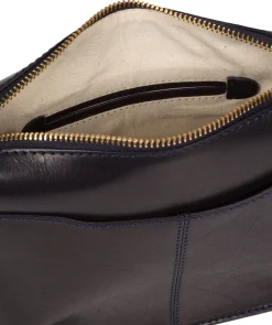 Aurora' Navy Leather Cross Body Bag