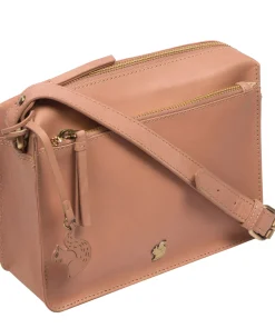 Aurora' Subtle Pink Leather Cross Body Bag