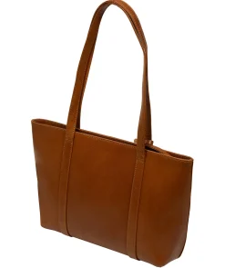 Ausha' Dark Tan Leather Tote Bag