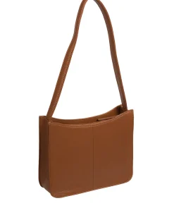 Ava' Tan Leather Shoulder Bag