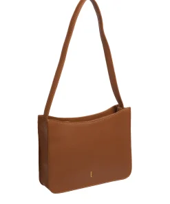 Ava' Tan Leather Shoulder Bag