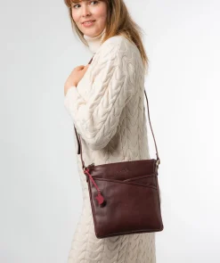Avril' Plum Leather Cross Body Bag