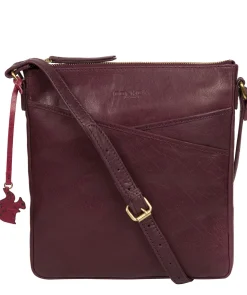 Avril' Plum Leather Cross Body Bag