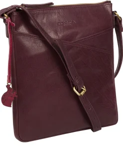 Avril' Plum Leather Cross Body Bag