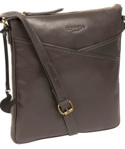Avril' Slate Leather Cross Body Bag