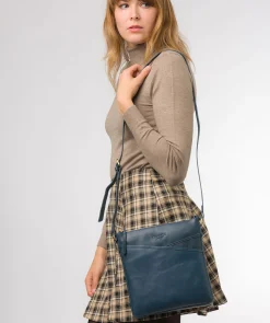 Avril' Snorkel Blue Leather Cross Body Bag