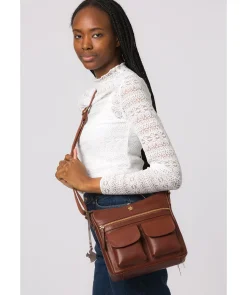 Baby Bon' Conker Brown Leather Cross Body Bag