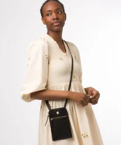 Bambino' Black Leather Cross Body Phone Bag