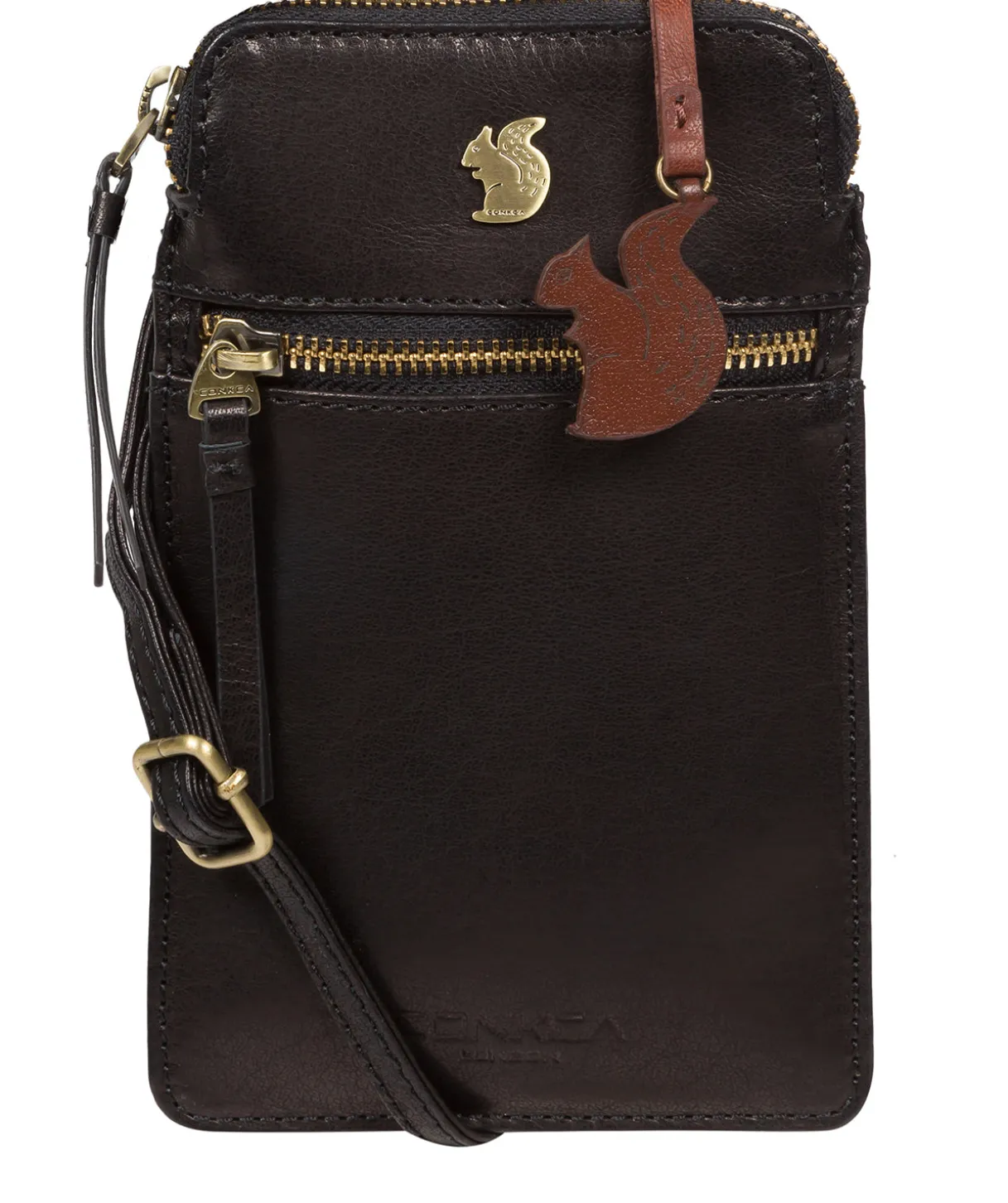 Bambino' Black Leather Cross Body Phone Bag