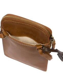 Bambino' Dark Tan Leather Cross Body Phone Bag