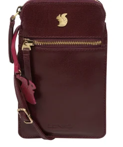 Bambino' Plum Leather Cross Body Phone Bag