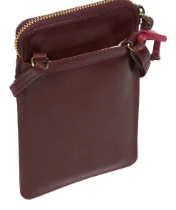 Bambino' Plum Leather Cross Body Phone Bag
