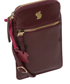 Bambino' Plum Leather Cross Body Phone Bag