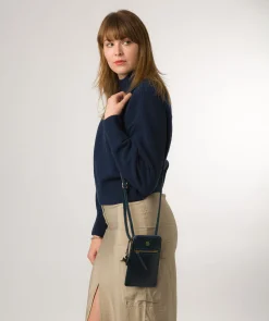 Bambino' Snorkel Blue Leather Cross Body Phone Bag