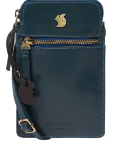 Bambino' Snorkel Blue Leather Cross Body Phone Bag