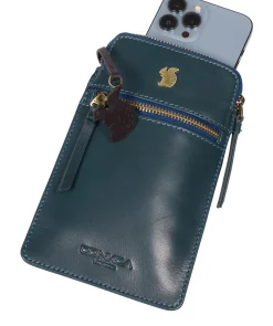Bambino' Snorkel Blue Leather Cross Body Phone Bag
